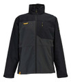 DeWalt Portland Mens Warm Waterproof Coat Jacket, black outdoor jacket with high collar and multiple zipper pockets.