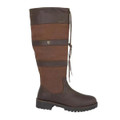 Cabotswood Womens Cabotswood Amberley Pull On Leather Country Walking Boots Sizes 4 to 8, brown and dark brown pull-on leather country walking boots with a rugged sole and decorative stripes.