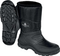 Delta Plus Freeze Mens Warm Fleece Lined Pull On Wellington Boots, black waterproof rubber boots with textured soles and fleece lining for cold weather protection.