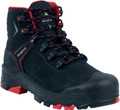 Delta Plus Colima Mens S3 Composite Steel Toe/Midsole Work Boots, black and red safety work boots with steel toe and midsole, featuring durable construction and secure lacing system.