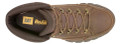 Caterpillar Threshold Hiker WP Mens Casual Lace Up Ankle Boots, top view of brown rugged leather hiking boot with metal eyelets and laces.