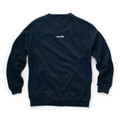 Scruffs Eco Worker Men's Pull Over Pocket Raglan Sweatshirt, navy blue sweatshirt with crew neck, logo on the back, long raglan sleeves, and ribbed cuffs and hem.