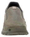 Caterpillar Threshold Mens Slip On Casual Leather Trainer Shoes, front view of a casual slip-on shoe in beige with a cushioned sole and gray elastic side panels.