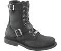 Harley-Davidson RR-Ranger 9" Mens Leather Zip Up Biker Ankle Boots, black leather motorcycle boots with buckle straps and lace-up front design.