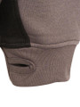 JCB Crew Trade Men's Work Pullover Sweatshirt, close-up of brown fabric with black accents showing the cuff and stitching detail.
