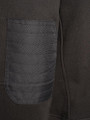 JCB Crew Trade Mens Work Pullover Sweatshirt, close-up view of the black sweatshirt featuring a durable, textured chest pocket for workwear.