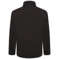 JCB Trade Softshell Mens Zip Up Work Warm Jacket Coat, black lightweight and insulated softshell jacket with high collar and zip closure for outdoor work and cold weather.
