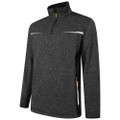 JCB Trade Elmhurst II Mens Quarter Zip Work Warm Knitted Jumper, dark gray knitted quarter zip jumper with black accents and zip pockets.