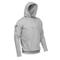 JCB Essential Trade Mens Work Pull Over Sweat Shirt Hoodie, grey fleece hoodie with front pockets and adjustable drawstrings.