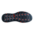 Scruffs Argon Mens Safety Bungee Lace Lightweight Composite Trainers, shoe sole with traction pattern in black, gray, and red accents.