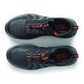 Scruffs Argon Mens Safety Bungee Lace Lightweight Composite Trainers, black and orange athletic shoes with slip-resistant soles and microfresh technology for safety and comfort.