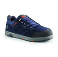 Scruffs Halo 3 Mens Safety S3 Lace Up Steel Toe Midsole Trainers, blue safety work shoes with steel toe cap and lace-up design.