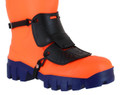 STLFLX SteelFlex MetGuard Strap On Protection Metatarsal Lace Boot Protector - 1 Pair, close-up view of an orange safety boot with black steel toe cap and metatarsal guard straps for foot protection.