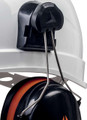 Delta Plus Delta-Plus Magny 2 Ear Muff Defender Safety PPE ABS Helmet, close-up view of black ear muff attachment with metal support and white helmet exterior.