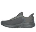 Skechers Bobs Squad Chaos Tough Walk Mens Slip-Ins Casual Trainers, grey athletic shoe with breathable mesh upper and cushioned sole.