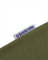 Lambretta Mens Fade Racing Stripe Retro Mod Ska Casual T-Shirts, close-up of the clothing label showing the Lambretta logo in blue and red on a white background.