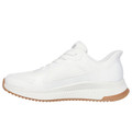 Skechers BOBS Squad 4 Staple Look Womens Slip-Ins Shoes Trainers, white athletic slip-on sneakers with a gum rubber sole.