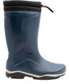 Dunlop Blizzard Mens/Womens Pull On Rubber Tall Wellington Wellie Boots, Blue waterproof rubber wellington boots with a black ribbed cuff and textured sole for traction.