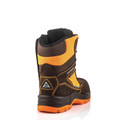 Buckbootz BVIZ1 Mens Zip Up S7S Composite Safety Ankle Boots, side view of the safety boot with black and orange design featuring waterproof material and composite toe protection.