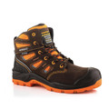 Buckbootz BVIZ2 Mens Lace Up S7S Composite Safety Ankle Boots, brown and orange safety work boots with lace-up design, reinforced toe, and rugged sole for industrial safety.
