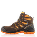 Buckbootz BVIZ2 Mens Lace Up S7S Composite Safety Ankle Boots, brown and orange waterproof safety boots with reinforced toe and padding.