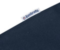 Lambretta Mens Vintage Classic Mod Ska Casual Smart Polo, close-up of navy blue fabric with brand tag.