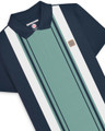 Lambretta Mens Vintage Classic Mod Ska Casual Smart Polo, a men's polo shirt with a retro striped design and a classic collar.