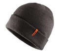 Scruffs Mens Trade Thinsulate Classic Beanie Hat, grey knit beanie with a fold-over cuff and orange logo tag.