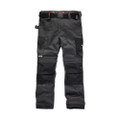 Scruffs Pro Flex Mens Cordura Cargo Pockets Stretch Work Trousers, black work trousers with multiple pockets and reinforced knee patches.
