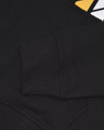 Lambretta Men's Racing Stripe Pull Over Sweatshirt Hooded Hoodie, close-up of the black hoodie showing ribbed cuffs and detailed seam stitching.