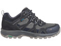 Karrimor Bodmin Low 6 Mens Walking Hiking Trekking Trainers, grey and black outdoor footwear with mesh and leather panels for durability and breathability, featuring waterproof label and rugged sole for grip.