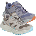 Karrimor Kestrel Womens Casual Walking Trail Hiking Outdoor Trainers, pair of breathable sneakers with sturdy soles in beige and purple, designed for outdoor activities and trail walking.