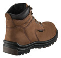 Red Wing Shoes Red Wing King Toe 3043 Mens 6" Vibram Waterproof S7L Safety Ankle Boots, close-up of a brown waterproof safety boot with black interior and durable Vibram outsole.