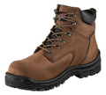 Red Wing Shoes Red Wing King Toe 3043 Mens 6" Vibram Waterproof S7L Safety Ankle Boots, rugged brown leather work boots with black rubber soles and metal eyelets.