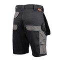 Scruffs Worker Plus Holster Mens Multi Pocket Cargo Shorts, black and grey work shorts with multiple pockets, durable fabric, and functional design for workwear.
