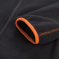 Scruffs Harbour Mens Micro Fleece Zip Up Jacket Coat, close-up of black fleece fabric with orange trim on the sleeve cuff.