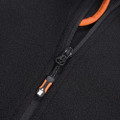 Scruffs Harbour Mens Micro Fleece Zip Up Jacket Coat, close-up image of the black zip-up fleece with a detailed view of the sturdy zipper and textured fabric.