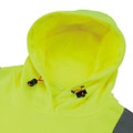Scruffs High Visibility Mens Hi-Viz Work Pull Over Hoodie, bright yellow high visibility hoodie with adjustable drawstrings and a spacious hood designed for safety and visibility during work.