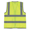 Scruffs High Visibility Mens Hi-Viz Technical Zip Up Vest, yellow safety vest with reflective gray stripes for high visibility and safety in work environments.