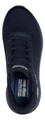 Skechers Bobs Squad Chaos Solid Step Mens Slip-Ins Casual Trainers, top view of a navy blue slip-on sneaker with breathable mesh upper and cushioned interior.