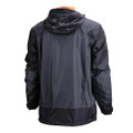 Scruffs Tech Mens Zip Up Work Warm Hooded Jacket Coat, back view of a black and gray hooded jacket designed for work, featuring a zip-up front, insulated fabric, and adjustable hood for warmth and functionality.
