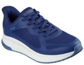 Skechers Bobs Squad 4 Chaos Mens Slip-Ins Casual Trainers, blue athletic shoe with mesh upper and white sole.