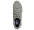 Skechers Bobs Squad 4 Chaos Mens Slip-Ins Casual Trainers, top view of a light gray athletic shoe with mesh and synthetic material, laces, and Skechers branding inside the shoe.