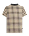 Lambretta Mens Check Classic Mod Ska Casual Smart Polo, beige and black checked polo shirt with a black collar.