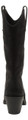 Rocket Dog Feria Womens Mid Calf Cowboy Western Pull On Boots, black leather cowboy boots with decorative stitching and pull-on loops.