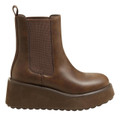 Rocket Dog Heyday Womens Ankle Pull On Dealer Chelsea Boots, stylish brown ankle boots with a thick platform sole and elastic side panels for easy wear.