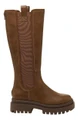 Rocket Dog Drea Womens Tall Knee High Full Zip Up Wedge Boots, brown leather knee-high boots with full zipper on the side, chunky rugged sole, and wedge heel.