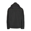Apache Ottowa Mens Jacket Lightweight Work Jacket Coat, back view of a black men's jacket with a hood and yellow stitching detail.