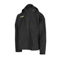 Apache Ottowa Mens Jacket Lightweight Work Jacket Coat, black utility jacket with hood and zippers.