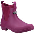 Cotswold Grosvenor Womens Pull On Ankle Wellies Wellingtons Boots, pink rubber waterproof ankle boots with elastic side panels and pull tabs for easy wear.
